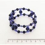 Браслет из лазурита (шарик 6 и 8мм) и хрусталя, на струнке, 2 витка