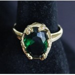 Кольцо с цирконом зеленым "овал граненый"