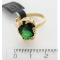 Кольцо с цирконом зеленым "овал граненый"