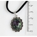Кулон из цоизита, овал 18х13мм, оправа "астра"