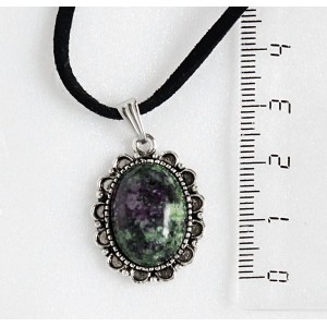 Кулон из цоизита, овал 18х13мм, оправа "астра"