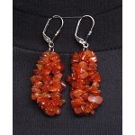 Cерьги из сердолика, галтовка, 3 нити