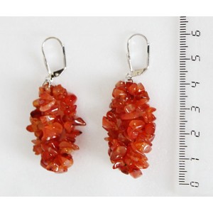 Cерьги из сердолика, галтовка, 3 нити