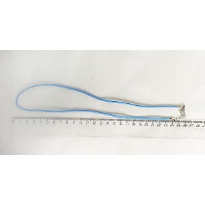 Шнур плоский голубой, замша иск., с замком