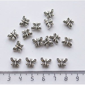 Бусина-разделитель "бабочка", цвет античное серебро, 8х10мм