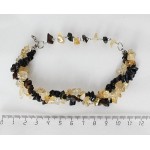 Браслет из цитрина и тигрово-соколиного глаза, галтовка, жгут 2 нити, на застежке