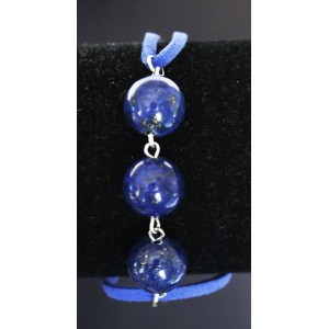 Браслет из лазурита "3 шарика", шарик 12мм, на шнурке