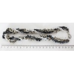 Бусы из горного хрусталя, +яшма далматиновая и обсидиан снежный, галтовка, жгут 3 нити