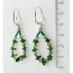 Серьги из хромдиопсида, галтовка+хрусталь, "воздушная капля"