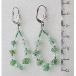 Серьги из хризопраза, галтовка+хрусталь, "воздушная капля"