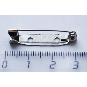 Основа для броши 30 мм, цвет никель 2 отверстия, застежка крючок