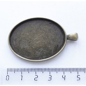 Рамка овальная, сеттинг 30х40мм, сплав, цвет бронза, р-р 33x51x3мм, отв-е 4х6мм