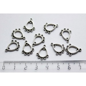 Коннектор "капелька", 7 петель, цвет старое серебро