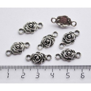 Коннектор "роза", 2 петли, цвет ант. серебро