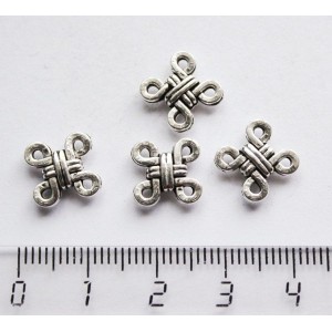 Коннектор "узелок", 4 петли, цвет ант. серебро