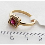 Кольцо с корундом красным (рубин синт.), "карат"