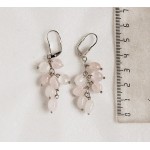 Серьги из розового кварца, овалы, на цепочке