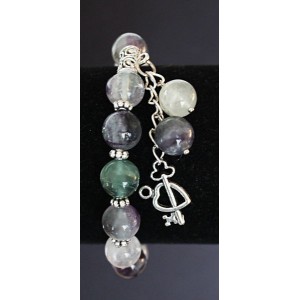 Браслет из флюорита, шарик 10мм, с подвеской