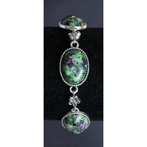 Браслет из цоизита, овалы 18х13мм, цепочка