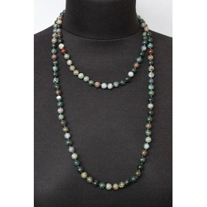 Бусы из яшмы зеленой длинные, шары 8 мм, 120см 