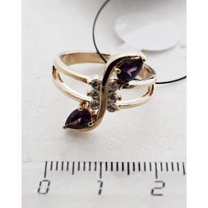 Кольцо с аметистом (синт.) "Флоренция"