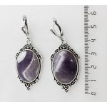 Cерьги из аметиста, овал 25х18мм, оправа "медальон", швензы посеребрение