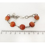 Браслет из сердолика, круг 12мм, 5 камней, цепочка