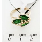 Кольцо с цирконом зеленым "большой рис"