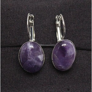 Серьги из аметиста, овал 18х13мм замок петелька