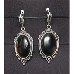 Серьги из раухтопаза, овал 25х18мм, оправа "медальон", швензы посеребрение