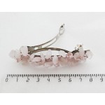 Заколка 77мм с кварцем розовым, галтовка+бисер