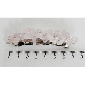 Заколка 77мм с кварцем розовым, галтовка+бисер