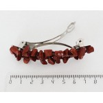 Заколка 77мм с яшмой красной, галтовка+бисер