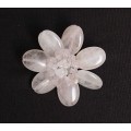 Брошь из розового кварца "цветок", овалы+галтовка