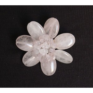 Брошь из розового кварца "цветок", овалы+галтовка
