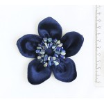Брошь из лазурита и бархата "цветок", диаметр 9см