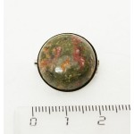 Брошь из унакита "подсолнух", круг 20мм