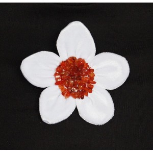 Брошь из сердолика и бархата "цветок", диаметр 9см