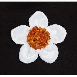 Брошь из янтаря и бархата "цветок", диаметр 9см