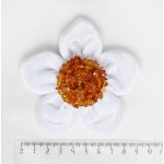 Брошь из янтаря и бархата "цветок", диаметр 9см
