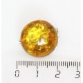 Брошь из янтаря (переплавленый), круг 18мм, цвет желтый
