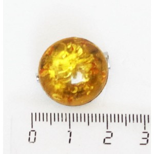 Брошь из янтаря (переплавленый), круг 18мм, цвет желтый