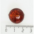 Брошь из янтаря (переплавленый), круг 18мм, цвет коньячный