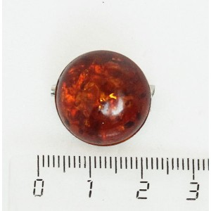 Брошь из янтаря (переплавленый), круг 18мм, цвет коньячный