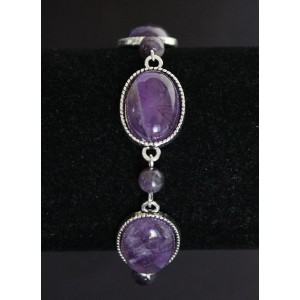 Браслет из аметиста, овалы 18х13мм + шарик 6мм, цепочка
