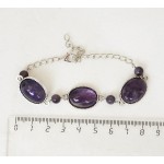 Браслет из аметиста, овалы 18х13мм + шарик 6мм, цепочка