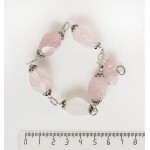 Браслет из розового кварца, камни 15-18мм с крупной огранкой