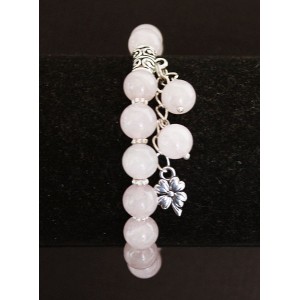 Браслет из кварца розового, шарик 8мм, с подвеской