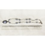 Колье-кулон из агата голубого (сапфирин), овал 25х18мм, оправа "медальон"