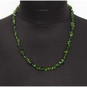 Бусы из хромдиопсида ("сибирский изумруд"), галтовка, 46-48см